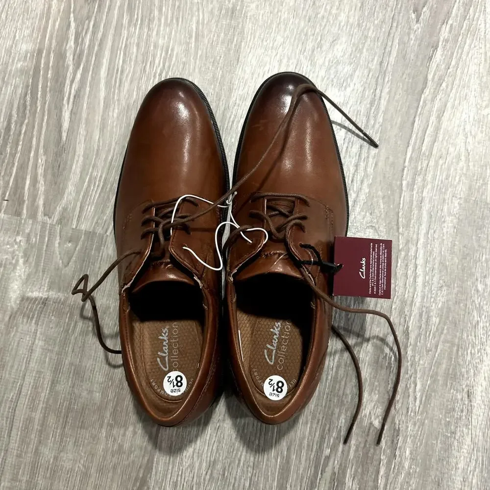 Clarks Steadwell Brown Leather Lace Dress Shoes NWT Size 8.5